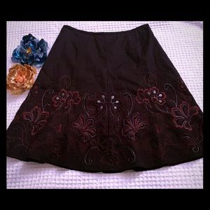 Axcess By Liz Claiborne Embroidered A-Line Skirt 6